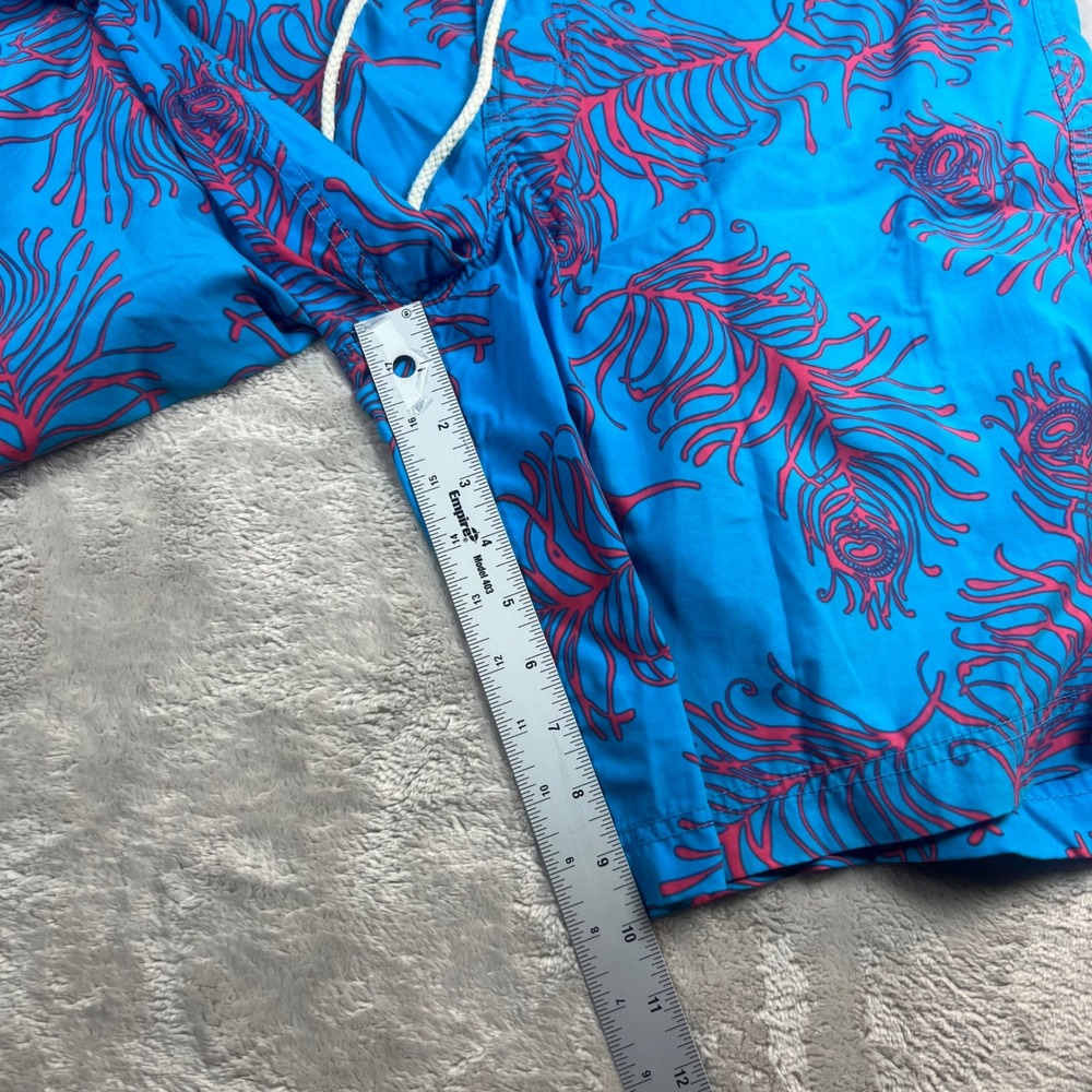 Lilly Pulitzer Men's 34 Board Shorts Blue Pink Peacock Feather Swim Trunks - Picture 3 of 5